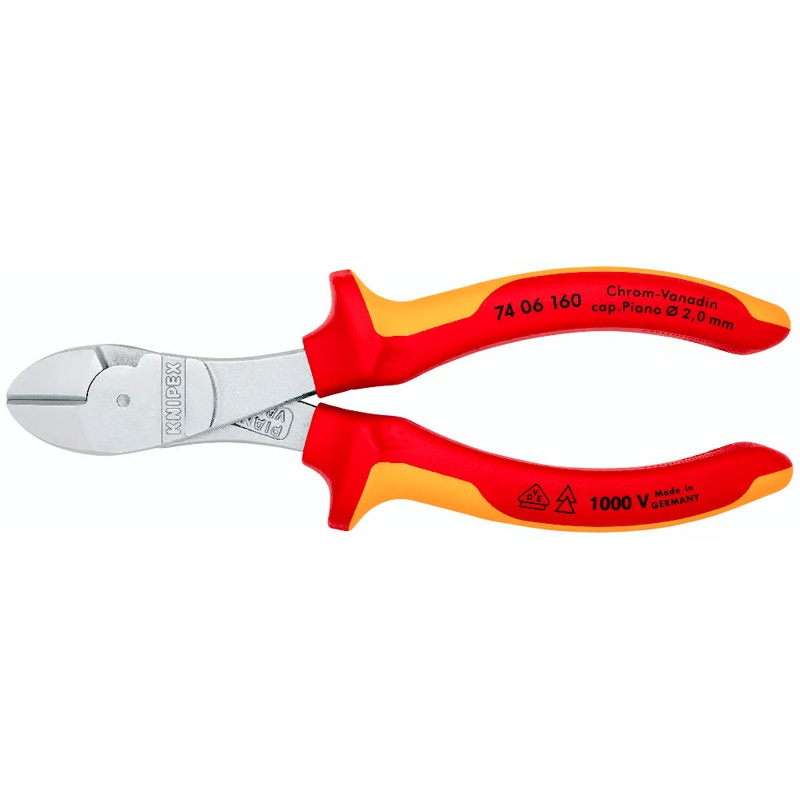 Cleste de forta KNIPEX VDE cu taietura laterala si parghie mare, 160 mm