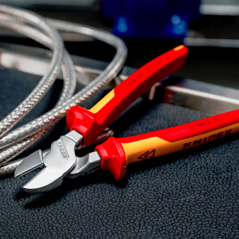Cleste de forta KNIPEX VDE cu taietura laterala si parghie mare, 200 mm