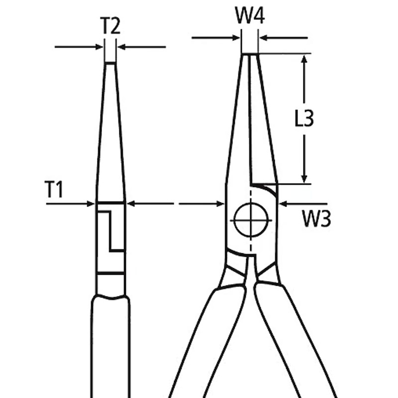Cleste (patent) KNIPEX cu cioc lung semirotund, 160 mm, manere acoperite plastic