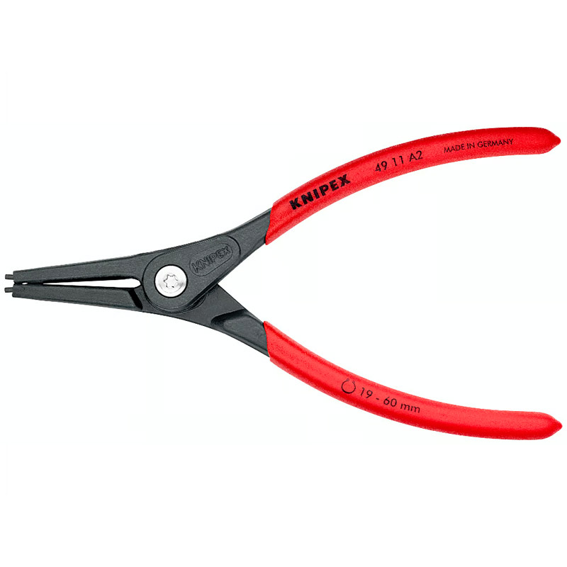 Cleste de precizie KNIPEX pentru inele de siguranță exterioare pe axe, Ø 10 -25 mm, 140 mm, 100 g
