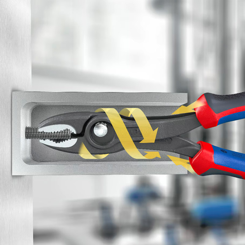 Cleste combinat KNIPEX TwinGrip cu prindere frontala si laterala, 200 mm, in blister