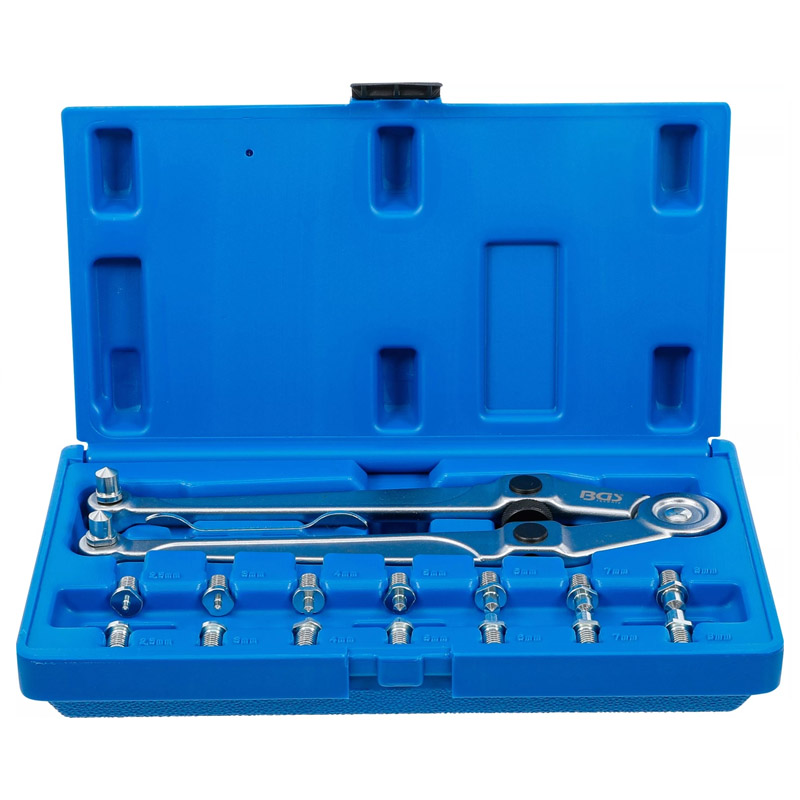 Set cheie cu doi pini si 4 bacuri ajustabila BGS + 8 perechi de pini 2.5-3-4-5-6-7-8-9 mm, max. 102 mm