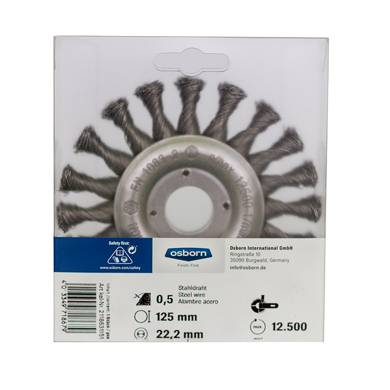 Perie sarma disc otel rasucit 125 mm OSBORN