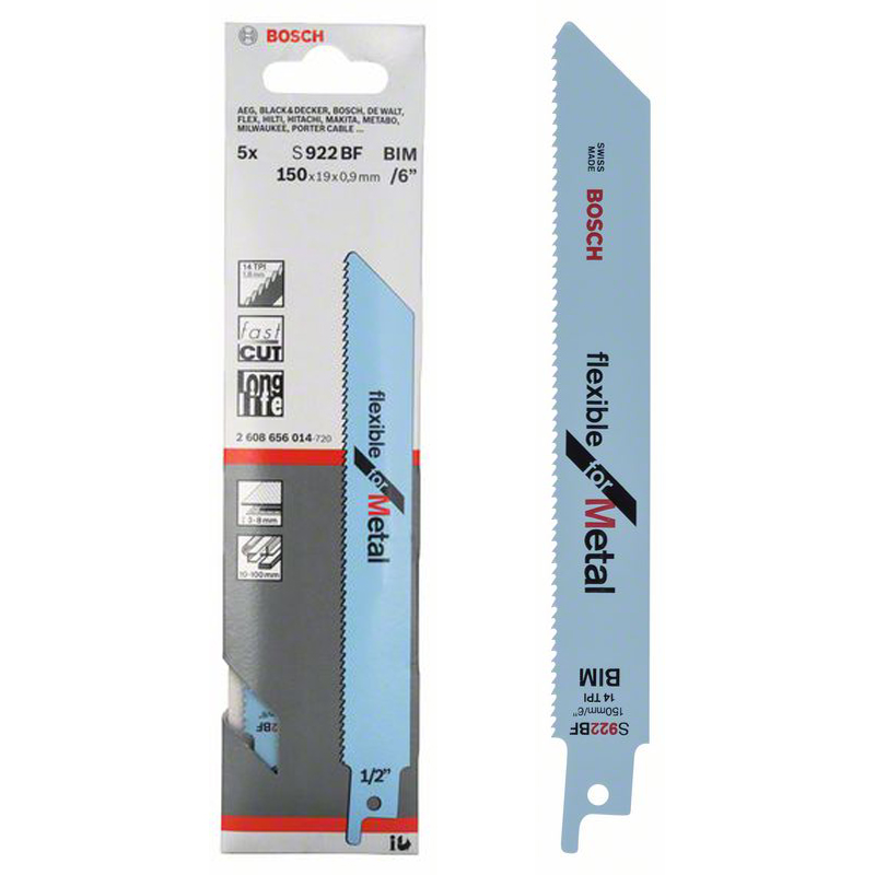 Set 5 panze pentru fierastraie sabie, tip S 922 BF Flexibile 