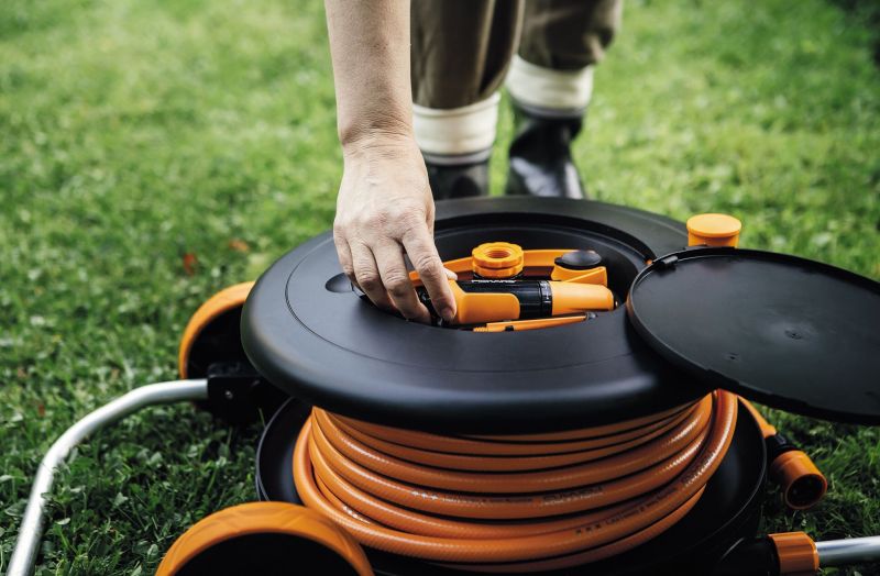 Set tambur udare Waterwheel (L) cu 30m furtun, Fiskars