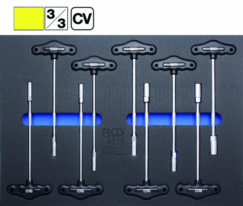 Organizator pentru carucior BGS, 9 chei imbus maner T, 3/3 sertar