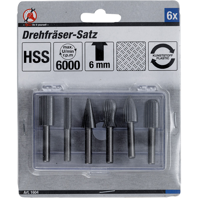 Set 6 freze HSS pentru metal / plastic, BGS