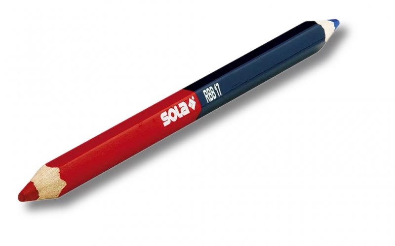 Creion tamplarie dublu rosu-albastru, 17 cm, Sola RBB17