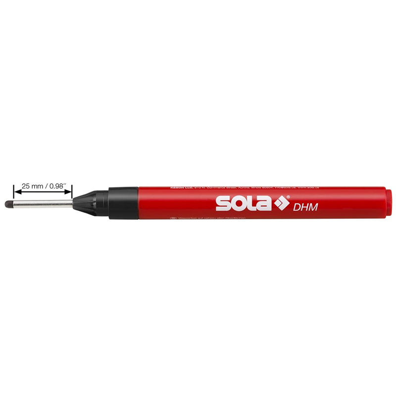 Marker permanent SOLA pentru gauri adanci DHM, varf negru rotund