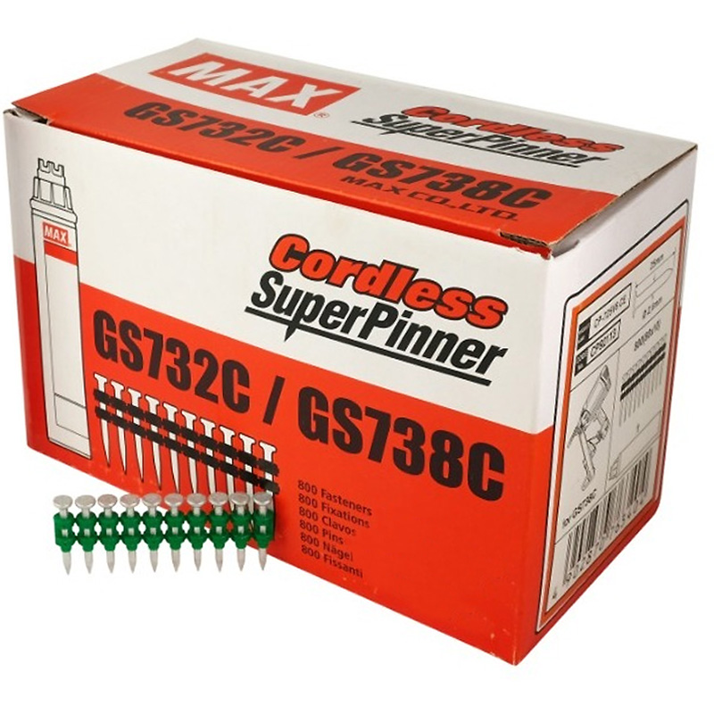 800 de cuie CP-725V6, 25mm + cartus gaz, pentru pistolul de impuscat cuie in beton MAX