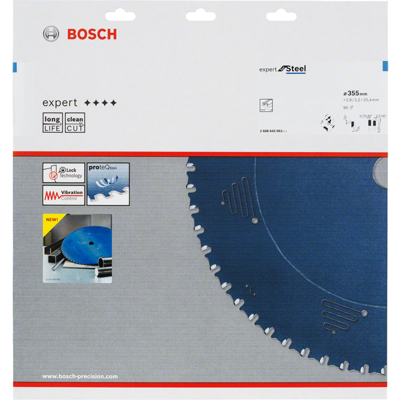 Disc pentru fierastrau circular, 355 x 25.4 mm, 90 dinti, tip EXPERT METAL