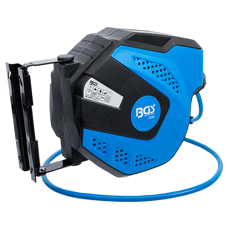 Derulator automat cu furtun aer comprimat 10m, 8x12mm, 20 bar, BGS