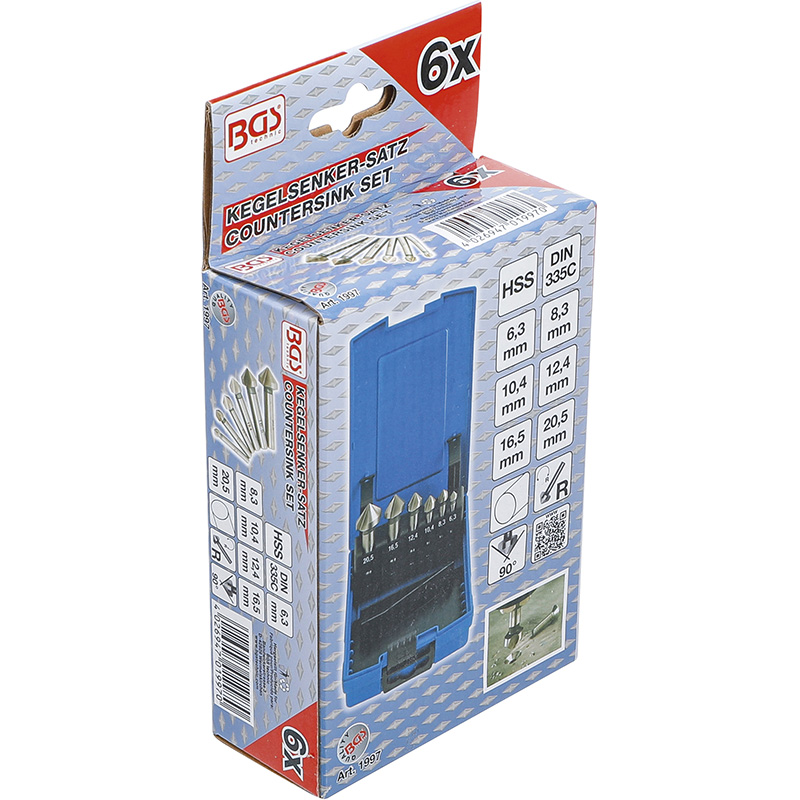 Set 6 tesitoare (zencuitoare) pentru metale, 6.3 - 20.5mm, 90 grade