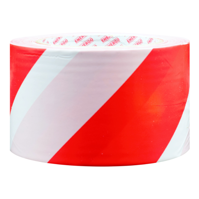 Banda avertizare alb-rosu Eco, neadeziva, 7cm x 200m, 0.03mm