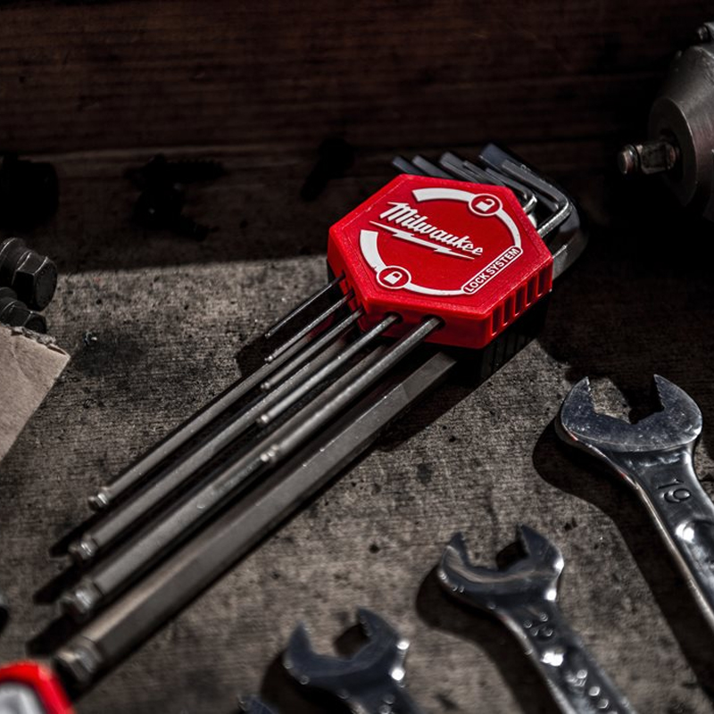 Set 9 chei imbus tip L cu cap sferic, 1.5 - 10 mm, Milwaukee 