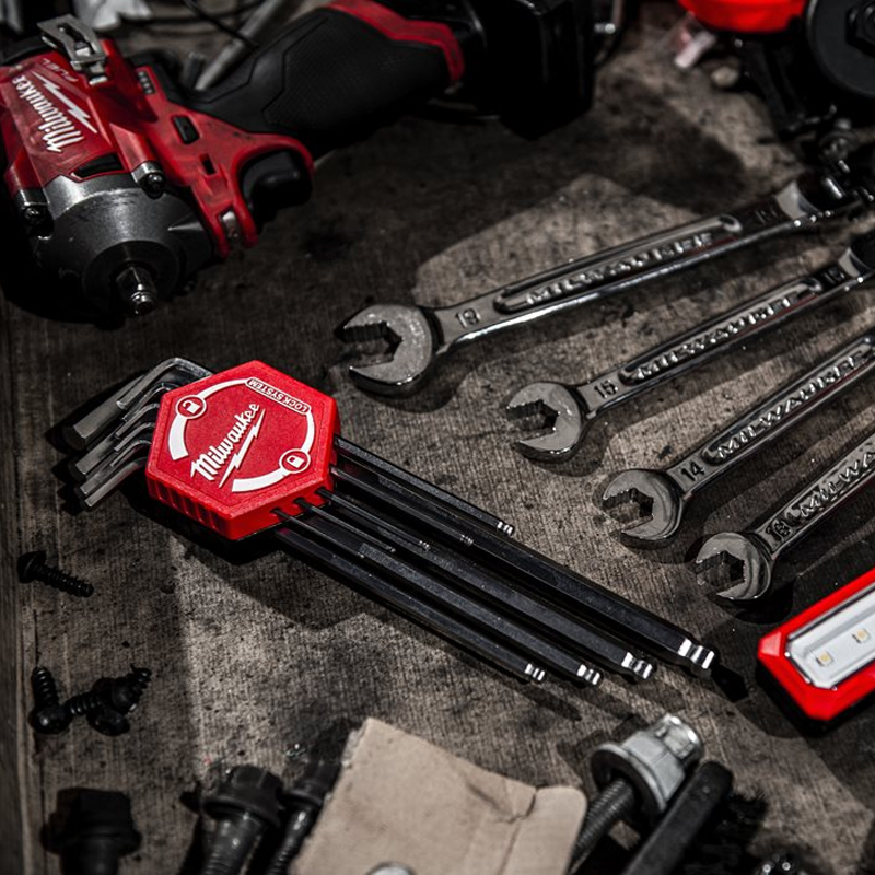 Set 9 chei imbus tip L cu cap sferic, 1.5 - 10 mm, Milwaukee 