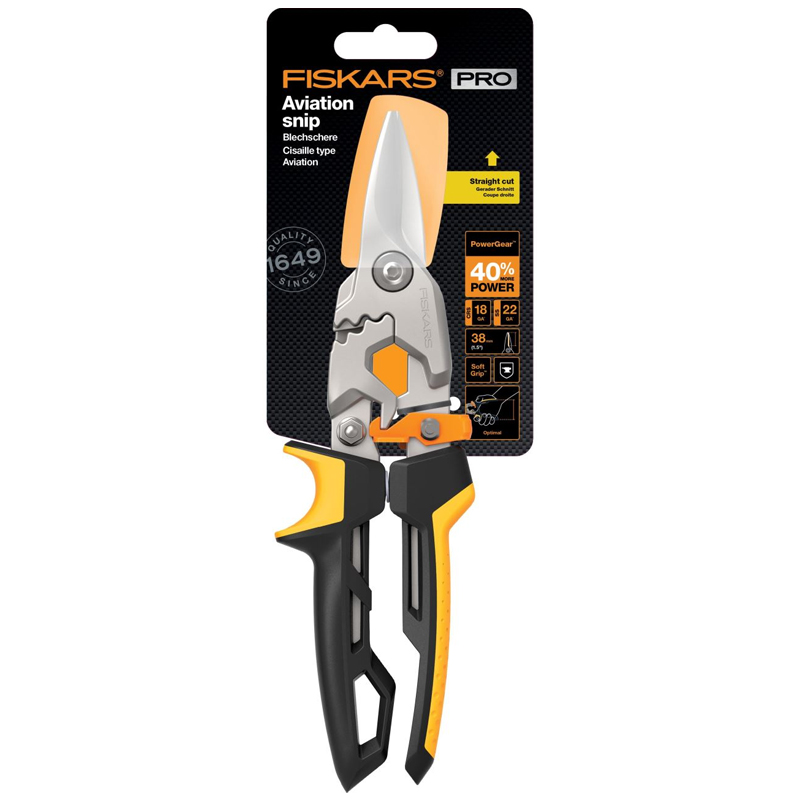 Foarfeca pentru tabla, tip PowerGear™, taietura dreapta, Fiskars