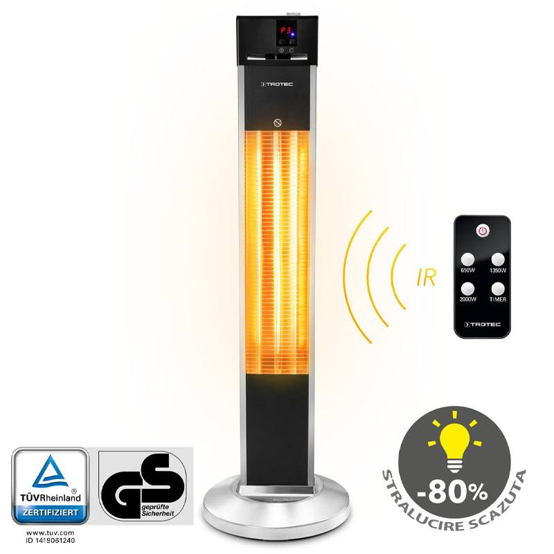 Incalzitor electric pentru terase cu infrarosii cu picior, TROTEC tip IRS2000E