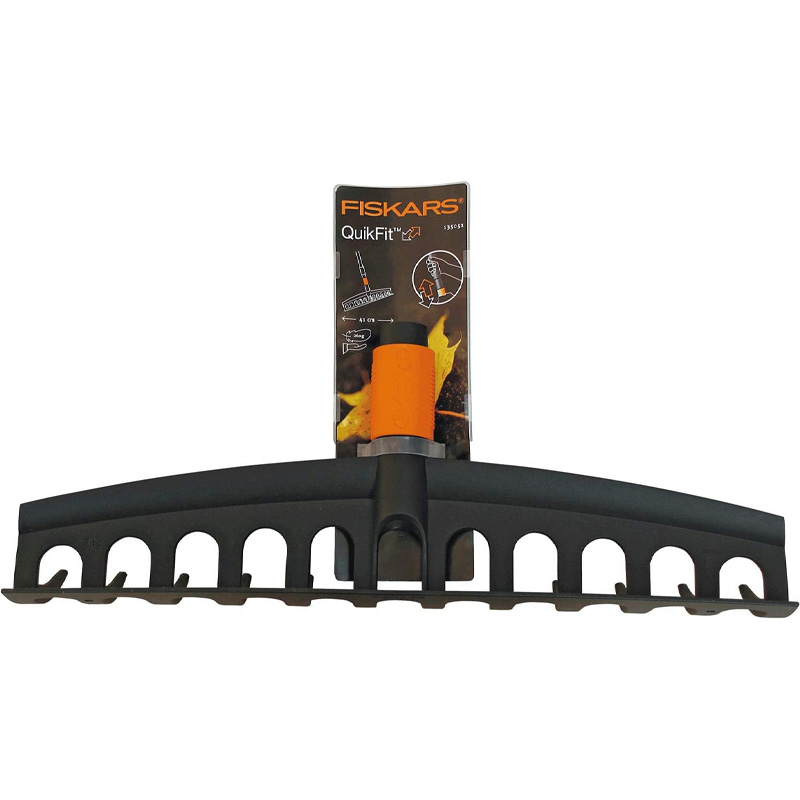 Grebla universala pentru iarba, 12 dinti, otel carbon, fara coada, Fiskars tip QuickFit™