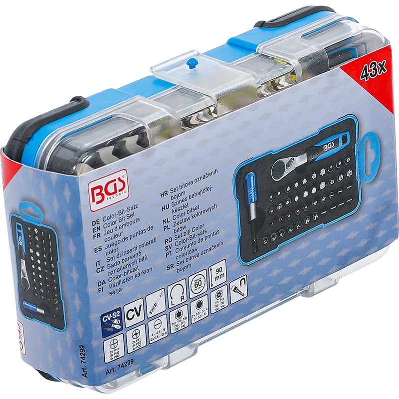 Trusa varfuri color + cheie cu clichet, 34 piese, BGS