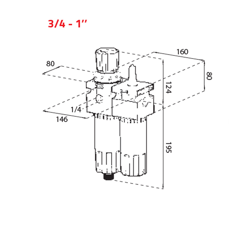 Grup de filtrare-ungere-reglare presiune, 3/4