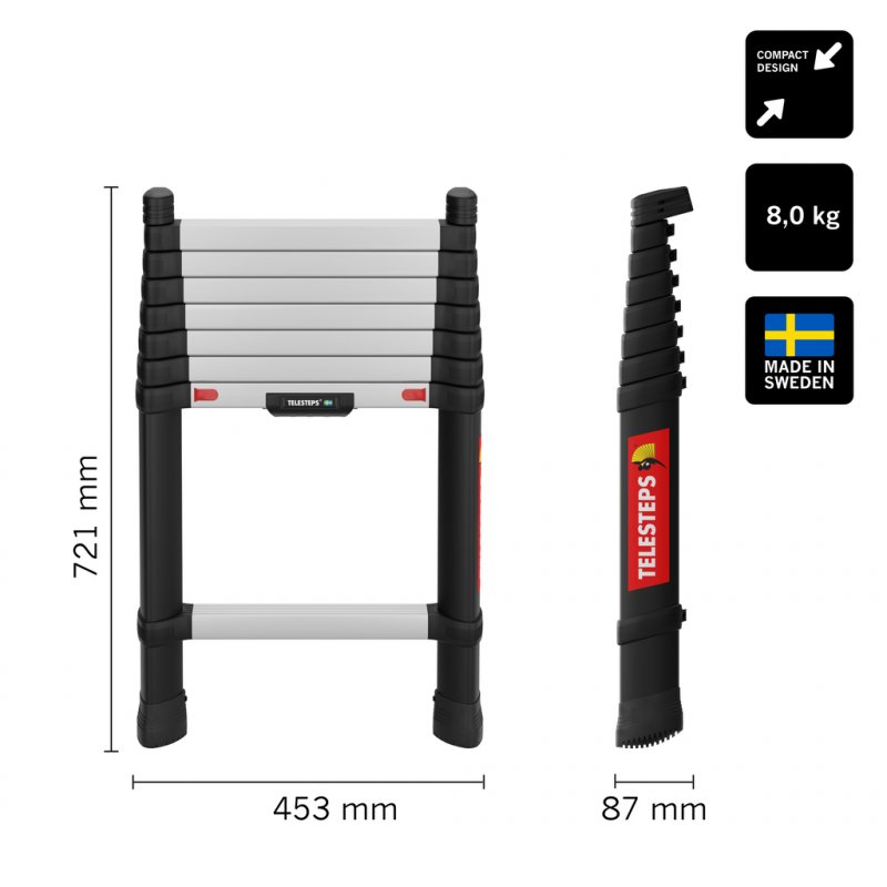 Scara telescopica, Telesteps, lungime extinsa 2.6m, 8 trepte 40mm, tip Prime-Line 2.6
