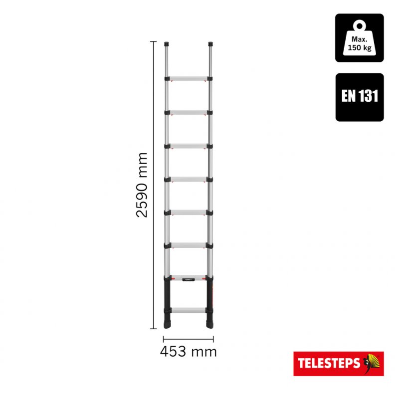 Scara telescopica, Telesteps, lungime extinsa 2.6m, 8 trepte 40mm, tip Prime-Line 2.6