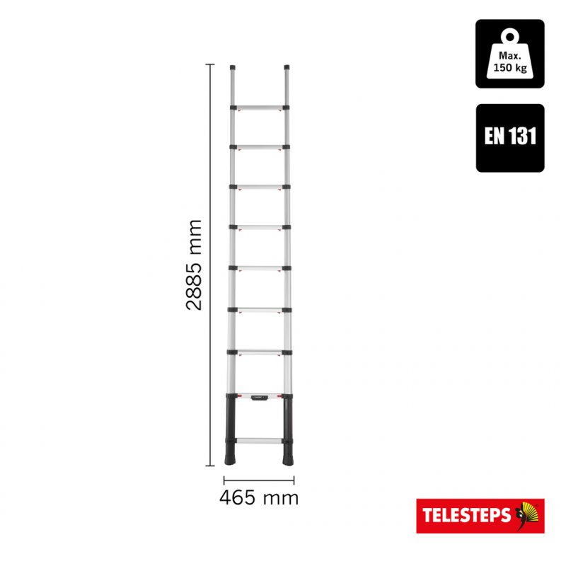 Scara telescopica, Telesteps, lungime extinsa 3.0m, 9 trepte 80mm, tip Prime-Line 3.0