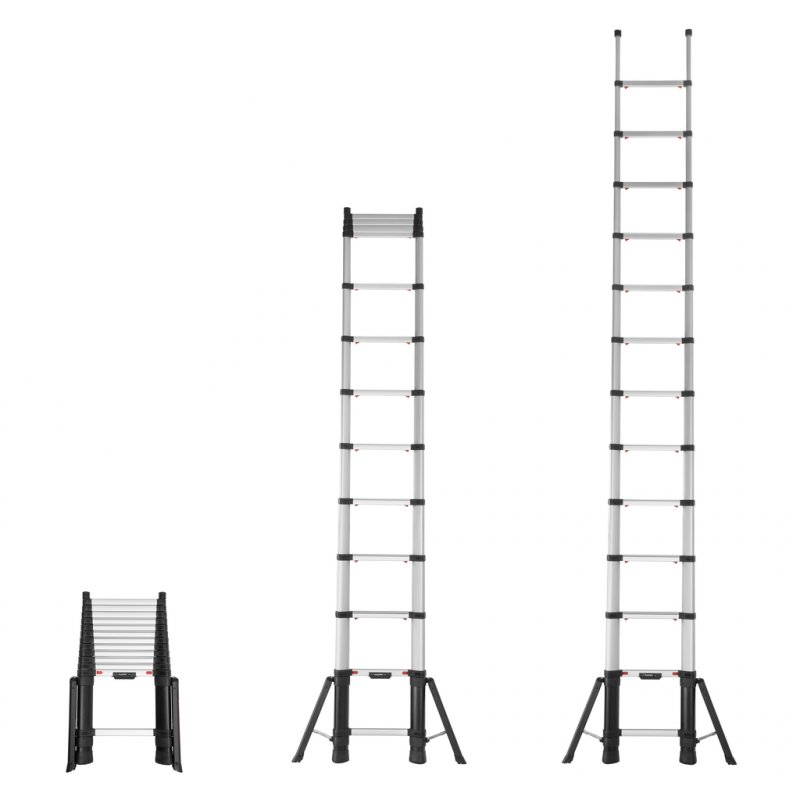 Scara telescopica, Telesteps, lungime extinsa 4.1m, 13 trepte 80mm, cu stabilizatoare, tip Prime-Line 4.1S