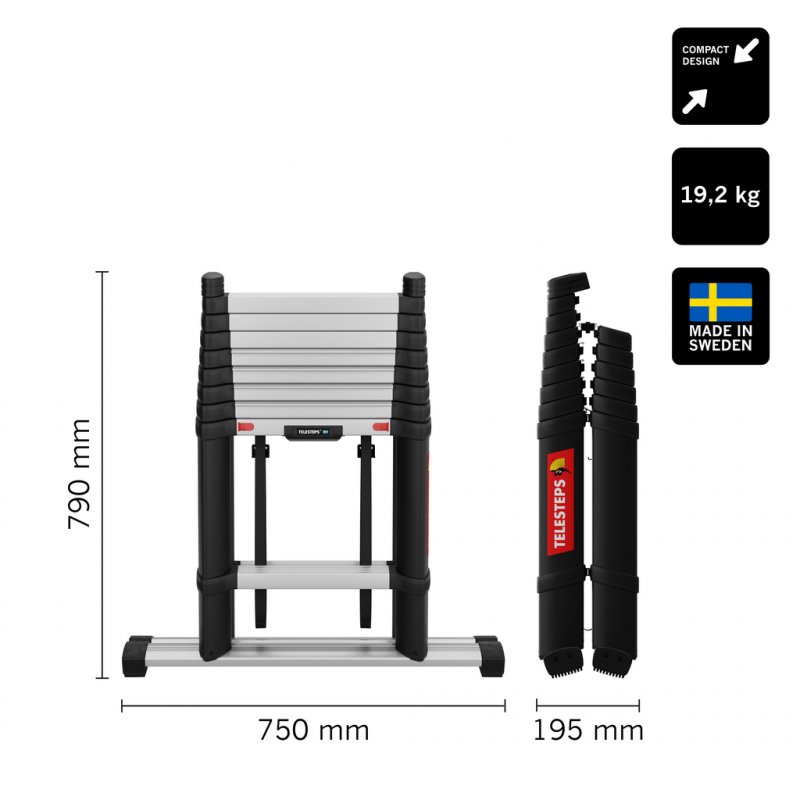 Scara telescopica multifunctionala, Telesteps, 3.0m, 9 trepte 80mm, tip Combi-Line 3.0
