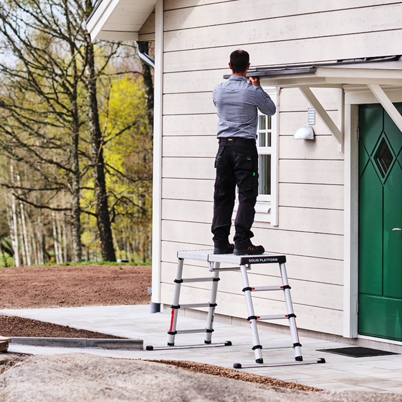 Scara telescopica cu platforma, Telesteps, 3 trepte 65mm, inaltime max. platforma 0.88m, inaltime max. de lucru 2.88m, tip Solid Line 