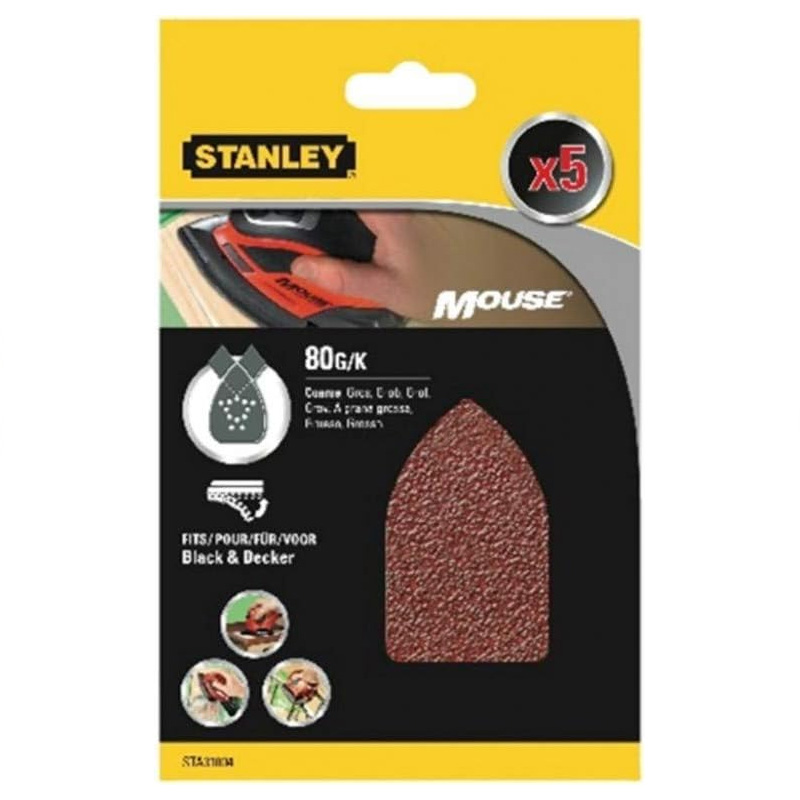Hartie abrazivaStanley Mouse KLETTFIX STA31004-XJ - gr. 80, 5 buc, 