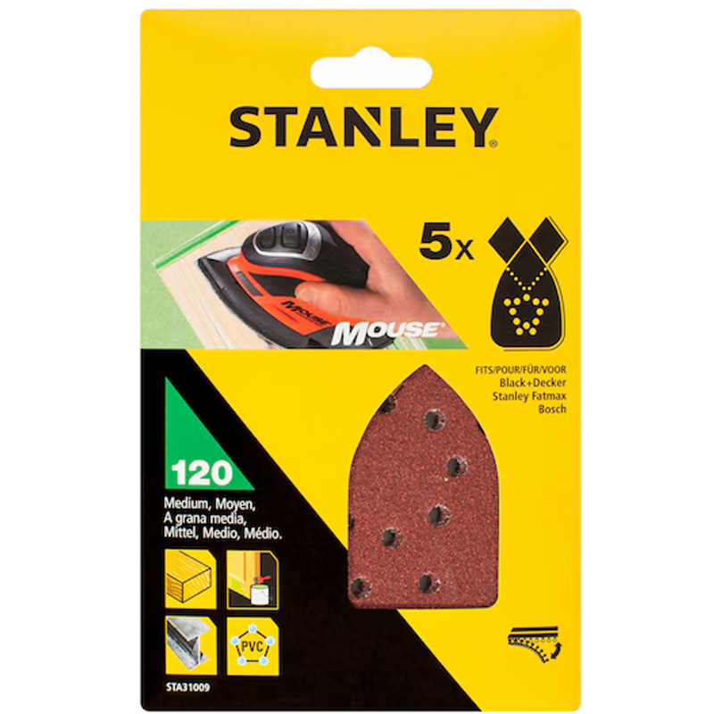 Hartie abraziva Stanley Mouse KLETTFIX STA31009-XJ - gr. 120, 5 buc