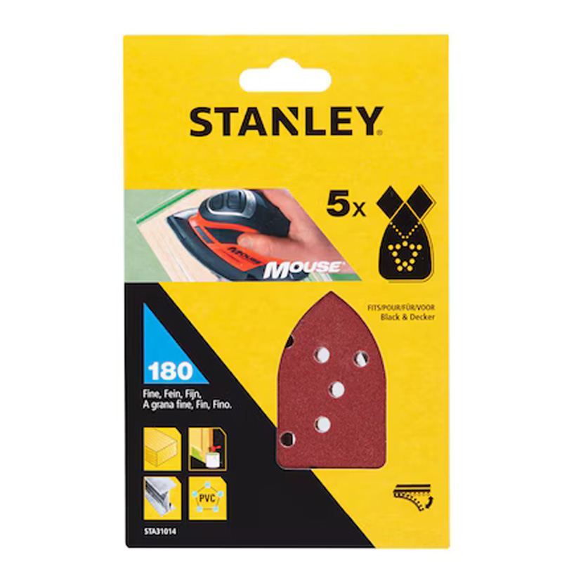 Hartie abraziva Stanley Mouse KLETTFIX STA31014-XJ, gr. 180, 5 buc