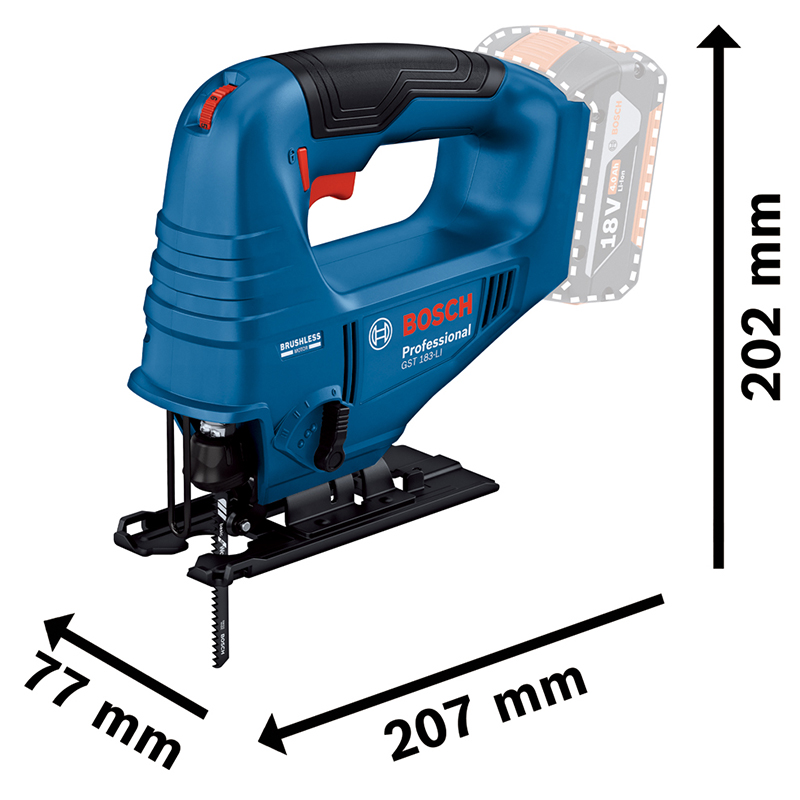Fierastrau vertical (pendular) cu acumulator Li-Ion 18V, 4.0Ah, BOSCH tip GST 183-LI