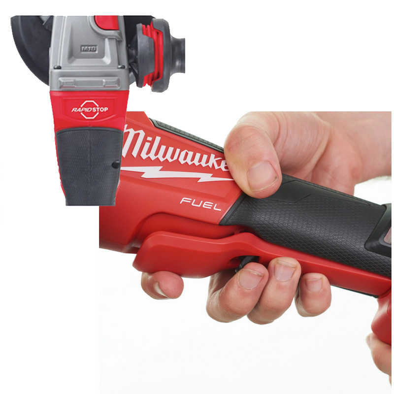 Polizor unghiular 125 mm cu turație variabila, franare si comutator tip clapeta M18 FUEL™, cu acumulatori 18V, SOLO, M18FSAGV125XPDB-0X MILWAUKEE