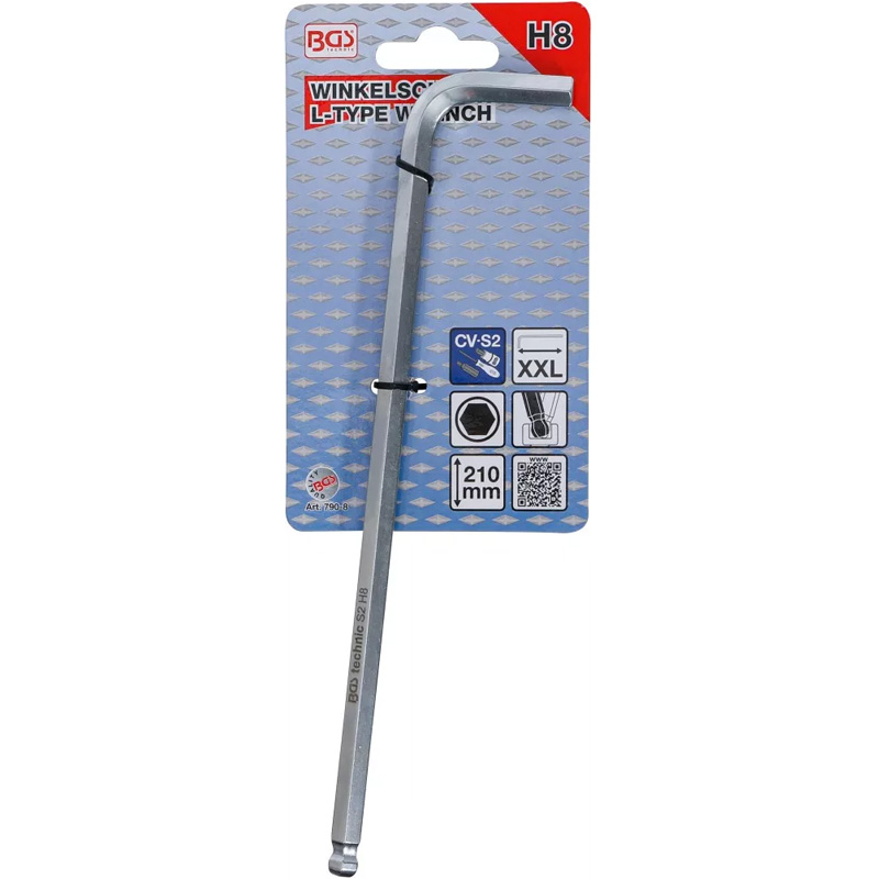 Cheie imbus tip L extralunga, cap sferic, 8 mm