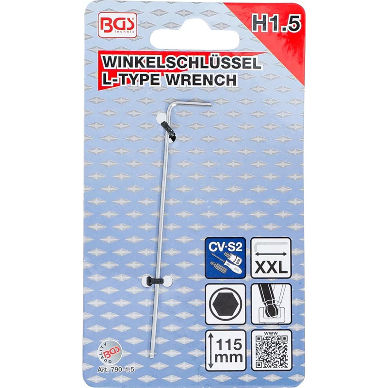 Cheie imbus tip L extralunga, cap sferic, 1.5 mm