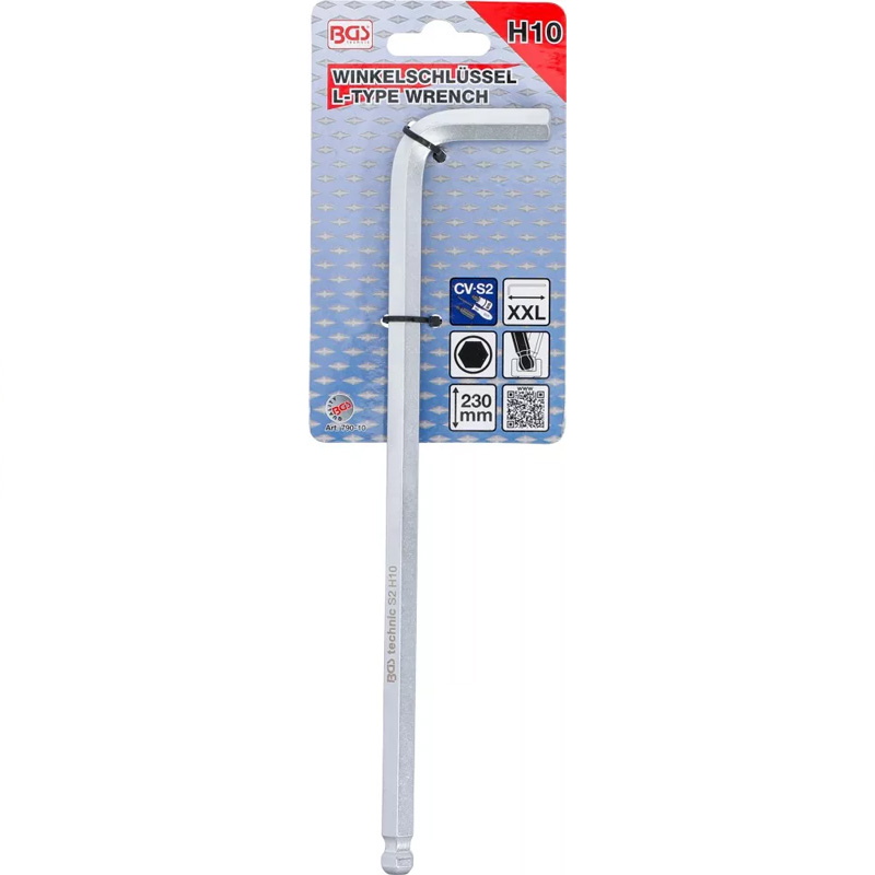 Cheie imbus tip L extralunga, cap sferic, 10 mm