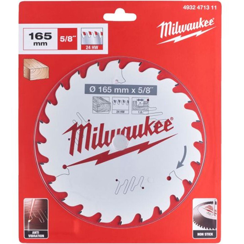 Panza circular de mana, pentru lemn, 165x16x1.6x24ATB, Milwaukee CSB P W