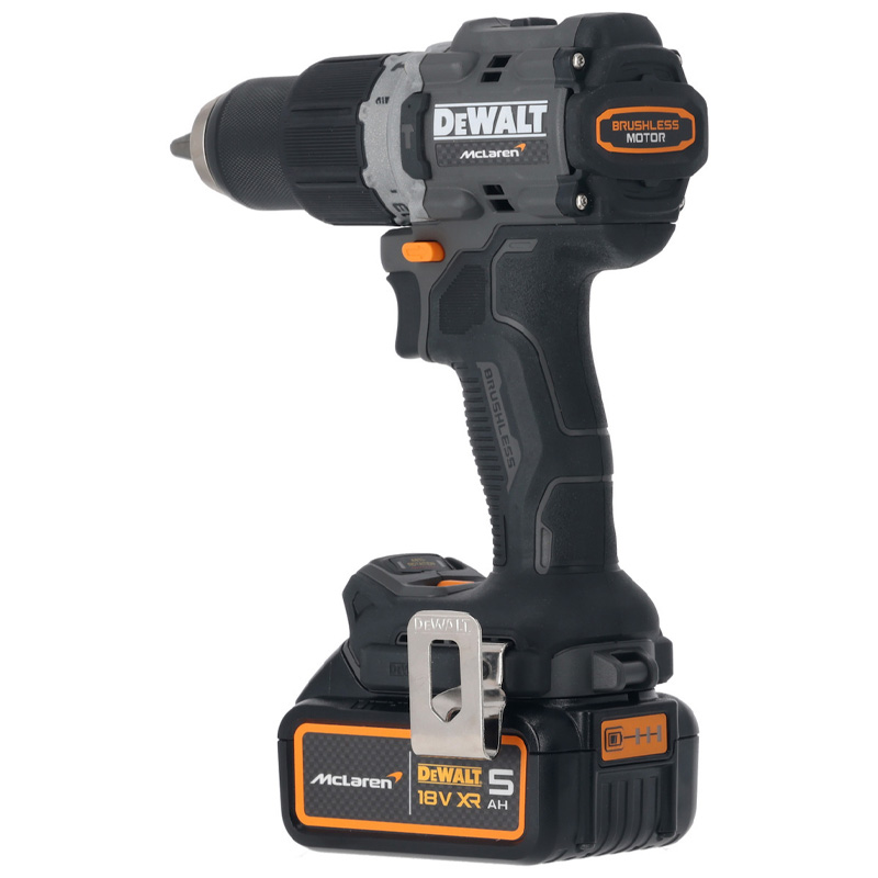 Set 2 scule Dewalt McLaren Limited Edition: DCD85M, DCF85M, 2 x acumulatori 5 Ah, incarcator, TSTAK II