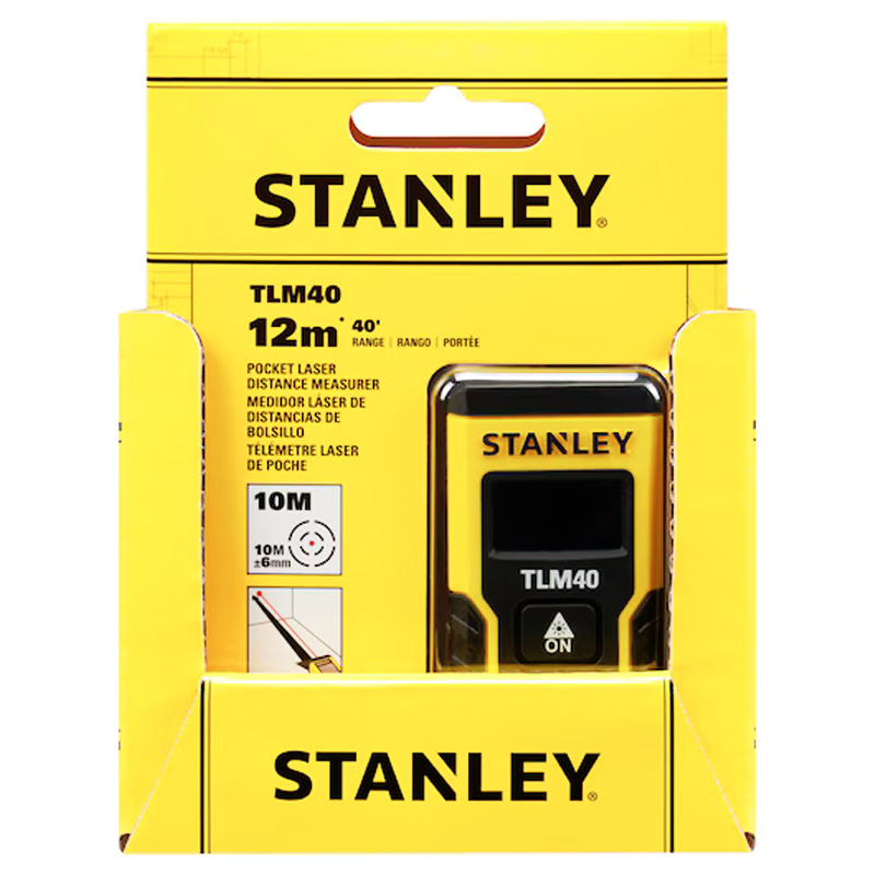 Telemetru de buzunar tip breloc cu fascicul laser 12 m, STANLEY FATMAX tip TLM40
