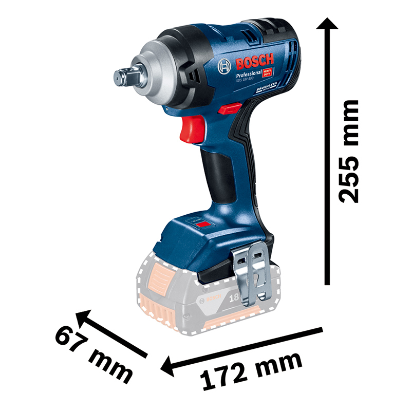 Masina de insurubat cu impact cu 2 acumulatori 18V 5.0Ah, tip GDS 18V-400