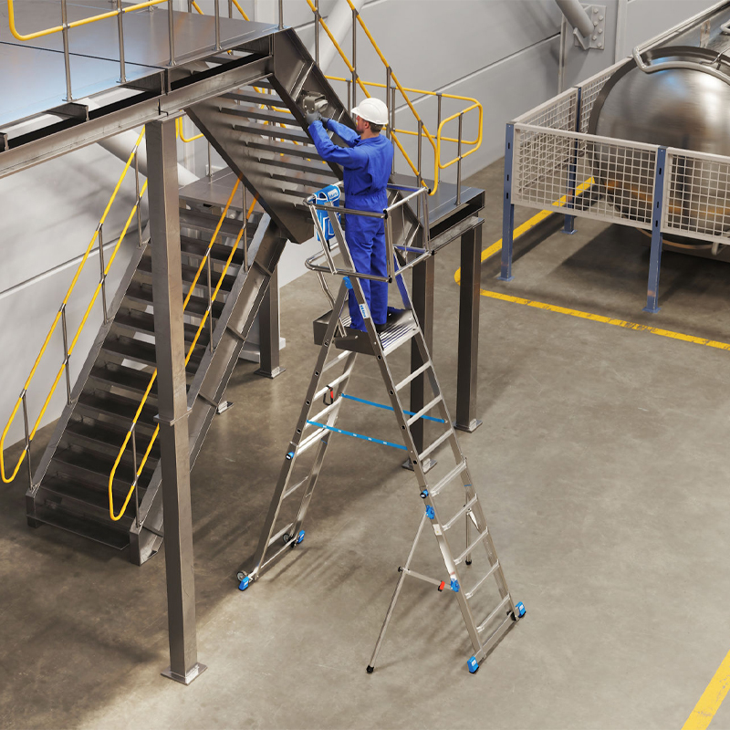 Scara STABILO SkyMatic mobila telescopica, dubla cu trepte pe o parte, 3-5 trepte