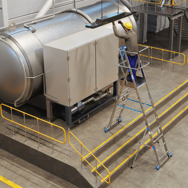 Scara STABILO SkyMatic mobila telescopica, dubla cu trepte pe o parte, 3-5 trepte