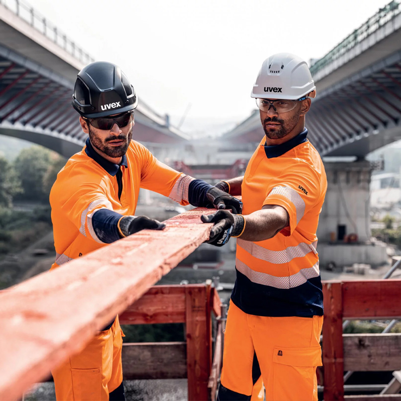 Tricou polo cu maneca scurta reflectorizant portocaliu Uvex suXXeed Construction, marime M