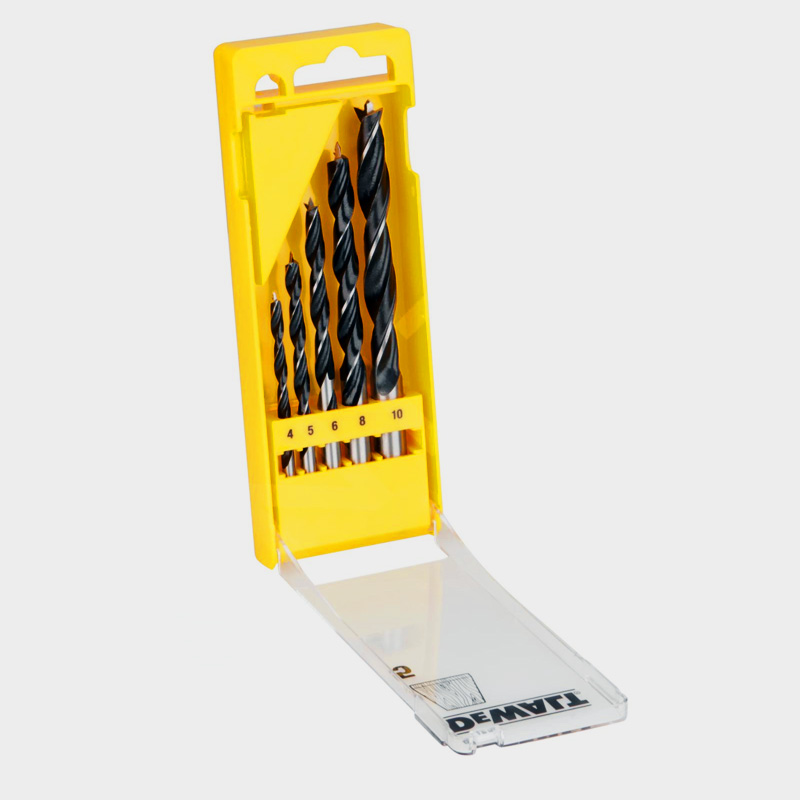 Set 5 burghie DeWalt DT4535-QZ pentru lemn, in carcasa de plastic, Ø 4 -10 mm