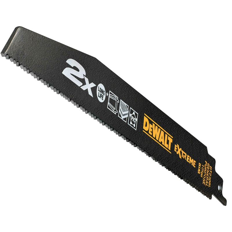 Set 5 panze (lame) bimetal DeWalt 2xLife BiM EXTREME, pentru lemn, 228 mm, 10TPI, pentru fierastraie sabie, tip DT2308L-QZ