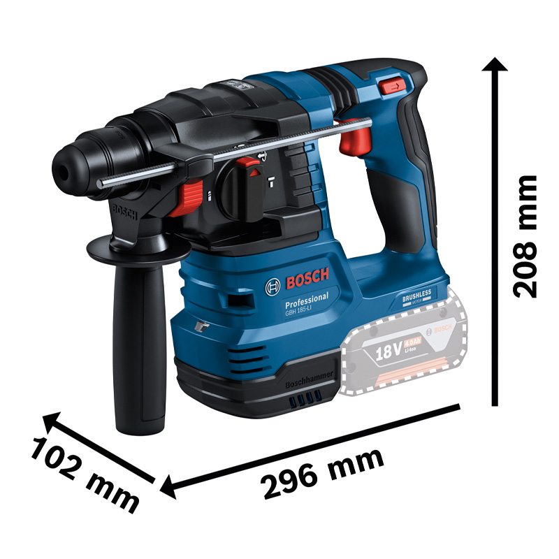 Ciocan rotopercutor Bosch SDS-plus 18V Li-Ion 2x 4.0Ah, tip GBH 185-LI