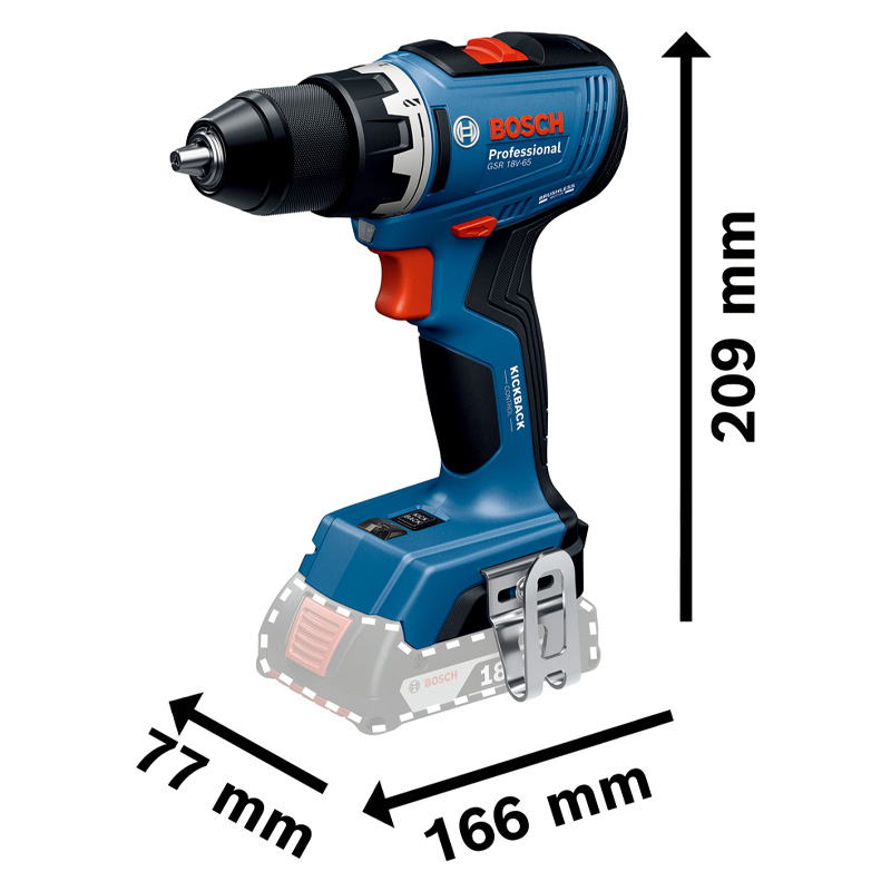 Masina de gaurit/insurubat cu acumulatori 18V Li-Ion, 65 Nm, SOLO, tip GSR 18V-65